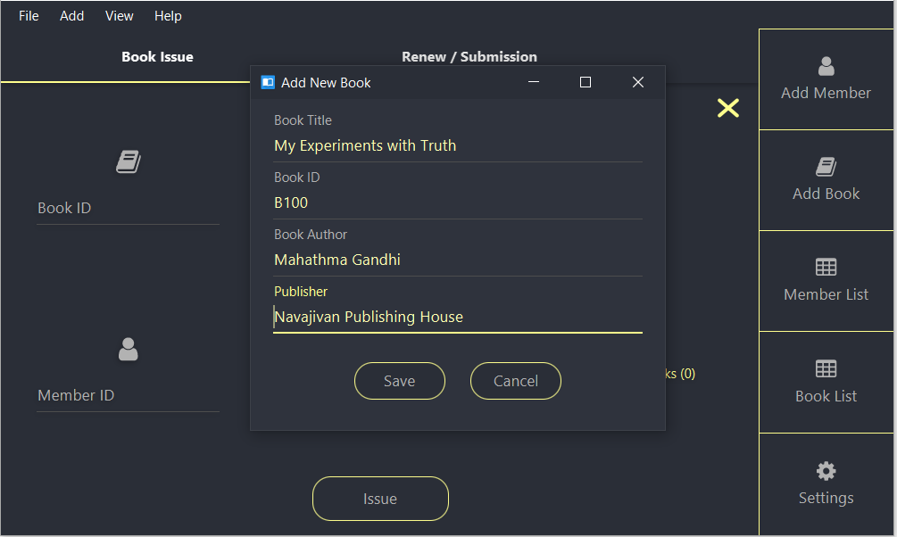 JavaFX Library Management Software