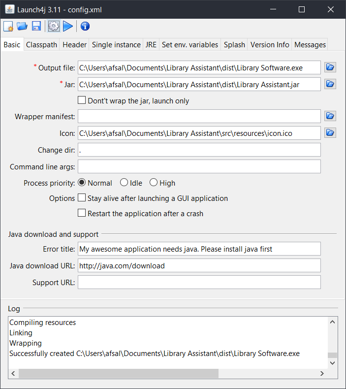 Launch4J Example Configuration