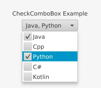 JavaFX CheckComboBox<String> Example