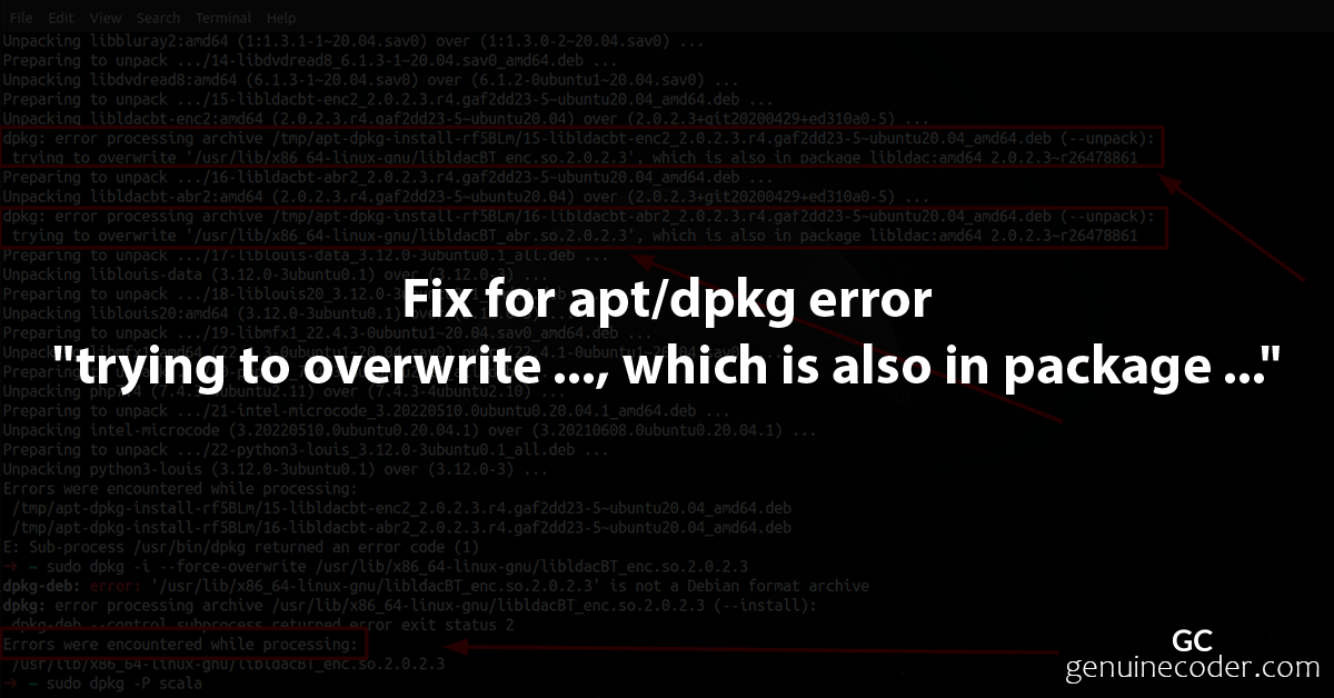 APT/DPKG error because of fileoverwrite