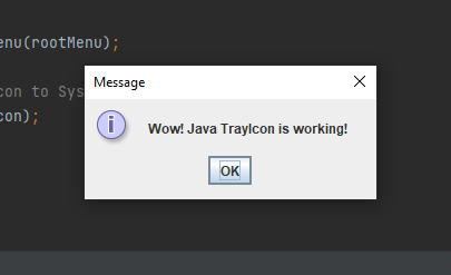 TrayIcon action with event handler