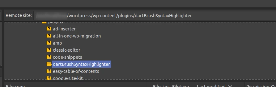 Dart syntax highlight plugin directory inside wordpress installation